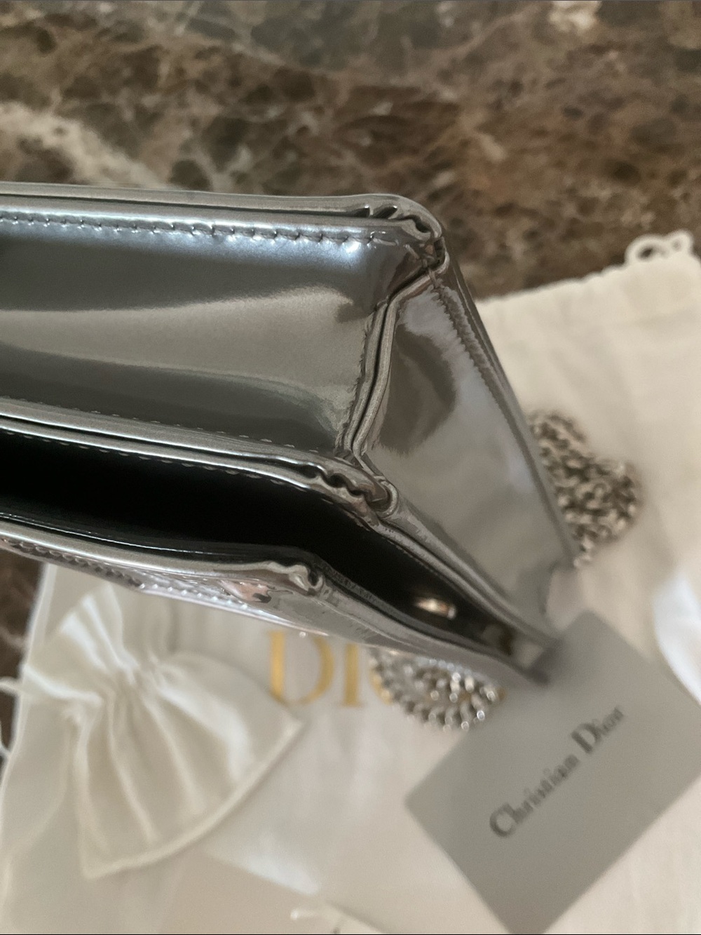 Final Price- No Offers! Christian Dior Diora Silver Calfskin Pouch Clutch - Picture 10 of 12